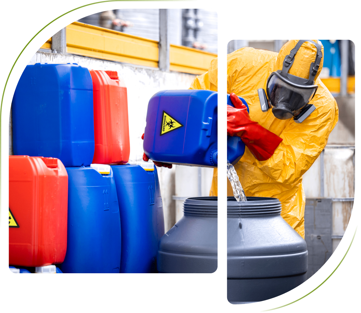 8 A person in yellow and red suit holding a gas can.